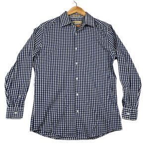 Haggar Men's Button Up Dress Shirt Blue Checkered Collar Size 16 - 34/35